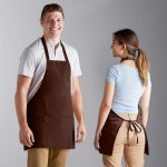 Choice Brown Poly-Cotton Front of House Bib Apron with 3 Pockets - 25 Choice Brown Poly-Cotton Front of House Bib Apron with 3 Pockets - 25