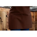 Choice Brown Poly-Cotton Front of House Bib Apron with 3 Pockets - 25 Choice Brown Poly-Cotton Front of House Bib Apron with 3 Pockets - 25