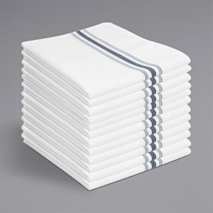 Hospeco Mariposa Gray 100% Spun Polyester Bistro Striped Cloth Napkins, 18