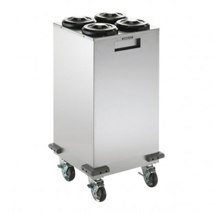 Dispense-Rite Stainless Steel 4-Section 2-Row One-Size-Fits-All Mobile Cup Dispensing Cart MCDC-SLR2X2