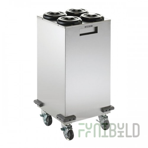 Dispense-Rite Stainless Steel 4-Section 2-Row One-Size-Fits-All Mobile Cup Dispensing Cart MCDC-SLR2X2