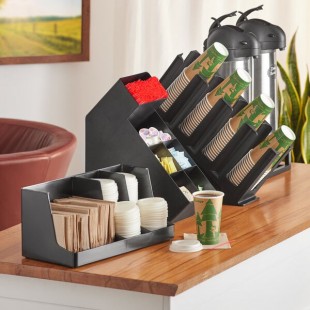 Choice Black Plastic Countertop Coffee Organizer Station Set