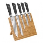 Mercer Culinary 6-Piece Damascus-Style Knife Set with Magnetic Rubberwood Stand M21995 Mercer Culinary 6-Piece Damascus-Style Knife Set with Magnetic Rubberwood Stand M21995