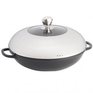TableCraft CWDC1040 CaterWare 3 Qt. Die-Cast Induction Ready Wok with Lid - 13