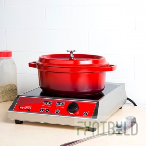 GET CA-009-R/BK Heiss 3.5 Qt. Red Enamel Coated Cast Aluminum Oval Dutch Oven with Lid