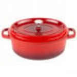 GET CA-009-R/BK Heiss 3.5 Qt. Red Enamel Coated Cast Aluminum Oval Dutch Oven with Lid