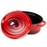 GET CA-009-R/BK Heiss 3.5 Qt. Red Enamel Coated Cast Aluminum Oval Dutch Oven with Lid