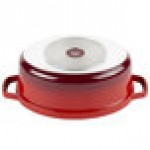 GET CA-009-R/BK Heiss 3.5 Qt. Red Enamel Coated Cast Aluminum Oval Dutch Oven with Lid