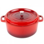 GET CA-009-R/BK Heiss 3.5 Qt. Red Enamel Coated Cast Aluminum Oval Dutch Oven with Lid