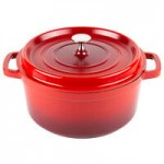 GET CA-009-R/BK Heiss 3.5 Qt. Red Enamel Coated Cast Aluminum Oval Dutch Oven with Lid