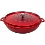 GET CA-009-R/BK Heiss 3.5 Qt. Red Enamel Coated Cast Aluminum Oval Dutch Oven with Lid