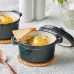 Valor 8 oz. Bistro Green Enameled Mini Cast Iron Pot with Cover