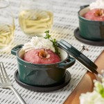 Valor 8 oz. Bistro Green Enameled Mini Cast Iron Pot with Cover