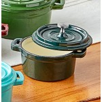 Valor 8 oz. Bistro Green Enameled Mini Cast Iron Pot with Cover
