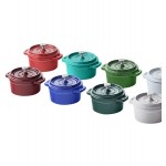 Valor 8 oz. Bistro Green Enameled Mini Cast Iron Pot with Cover