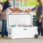 CaterGator CG170WHW White 170 Qt. Mobile Rotomolded Outdoor Cooler / Ice Chest