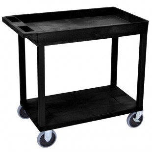 Luxor EC12HD-B Black One Tub and One Flat Shelf Utility Cart - 18