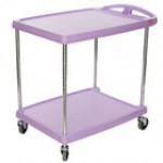 Metro myCart MY2030-24BL Black Utility Cart with Two Shelves and Chrome Posts - 24