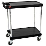 Metro myCart MY2030-24BL Black Utility Cart with Two Shelves and Chrome Posts - 24