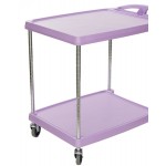 Metro myCart MY2030-24BL Black Utility Cart with Two Shelves and Chrome Posts - 24