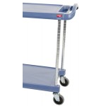 Metro myCart MY2030-24BL Black Utility Cart with Two Shelves and Chrome Posts - 24