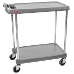 Metro myCart MY2030-24BL Black Utility Cart with Two Shelves and Chrome Posts - 24