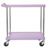 Metro myCart MY2030-24BL Black Utility Cart with Two Shelves and Chrome Posts - 24