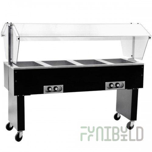 Eagle Group BPDHT4 Deluxe Service Mates Four Pan Open Well Portable Hot Food Buffet Table with Open Base - 240V, 1 Phase
