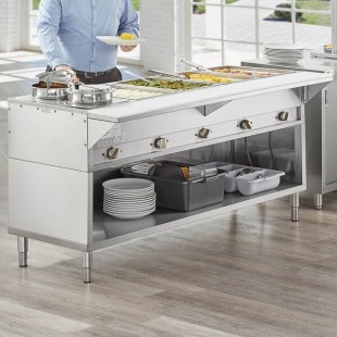 ServIt Five Pan Open Well Electric Steam Table with Partially Enclosed Base - 208/240V, 3750W