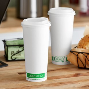 EcoChoice 24 oz. White Compostable Paper Hot Cup and PLA Lid - 50/Case