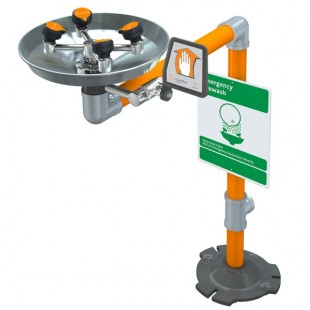Guardian Equipment GBF1704 WideArea Pedestal Mounted Barrier-Free Eye and Face Wash Station with Stainless Steel Bowl