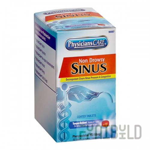 PhysiciansCare 90087 Non-Drowsy Sinus Decongestant Tablets - 50/Box