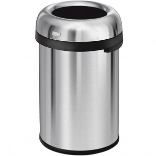 simplehuman CW1471 30 Gallon / 115 Liter Brushed Stainless Steel Bullet Round Open Top Trash Can