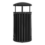 Ex-Cell Kaiser SCTP-40 D ND BLK Streetscape Black Gloss 45 Gallon Round Outdoor Trash Can with Canopy