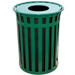 Witt Industries M5001-FT-GN Oakley Standard 50 Gallon Green Steel Decorative Trash Can with Flat Top Lid Witt Industries M5001-FT-GN Oakley Standard 50 Gallon Green Steel Decorative Trash Can with Flat Top Lid