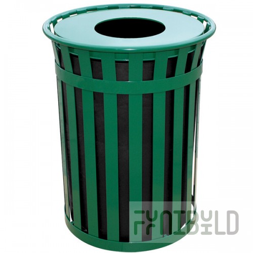 Witt Industries M5001-FT-GN Oakley Standard 50 Gallon Green Steel Decorative Trash Can with Flat Top Lid