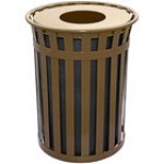 Witt Industries M5001-FT-GN Oakley Standard 50 Gallon Green Steel Decorative Trash Can with Flat Top Lid Witt Industries M5001-FT-GN Oakley Standard 50 Gallon Green Steel Decorative Trash Can with Flat Top Lid