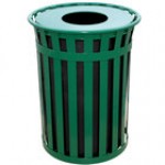 Witt Industries M5001-FT-GN Oakley Standard 50 Gallon Green Steel Decorative Trash Can with Flat Top Lid Witt Industries M5001-FT-GN Oakley Standard 50 Gallon Green Steel Decorative Trash Can with Flat Top Lid