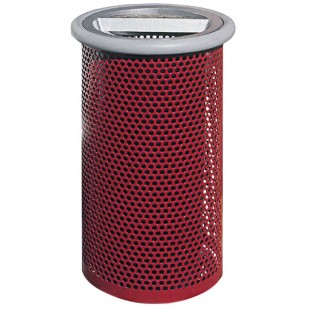 Wausau Tile MF3011 Classic 8 Gallon Steel Round Outdoor Trash Can with Aluminum Ash-n-Trash Lid