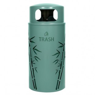 Ex-Cell Kaiser NS33-BB T MAL Nature Series 33 Gallon Steel Malachite Bamboo Round Trash Can Ex-Cell Kaiser NS33-BB T MAL Nature Series 33 Gallon Steel Malachite Bamboo Round Trash Can