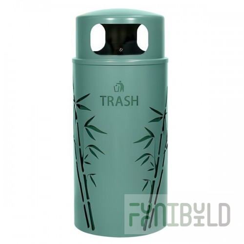 Ex-Cell Kaiser NS33-BB T MAL Nature Series 33 Gallon Steel Malachite Bamboo Round Trash Can