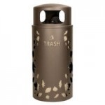 Ex-Cell Kaiser NS33-BB T MAL Nature Series 33 Gallon Steel Malachite Bamboo Round Trash Can