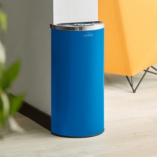 Lancaster Table & Seating 8 Gallon Blue Powder-Coated Metal Half Round Decorative Trash Can with Mixed Recycle Lid Lancaster Table & Seating 8 Gallon Blue Powder-Coated Metal Half Round Decorative Trash Can with Mixed Recycle Lid