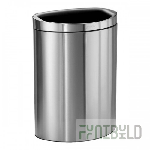 Tramontina 81200/536 13 Gallon Stainless Steel D-Shape Indoor Decorative Trash Can with Open Top Lid