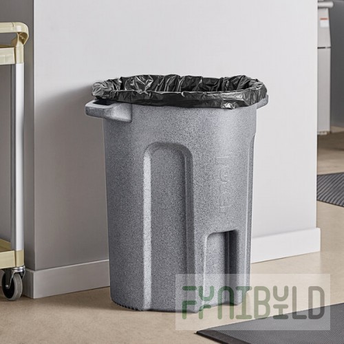 Toter RND32-B0149 32 Gallon Dark Gray Granite Round Trash Can