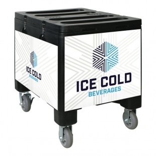 IRP 3101491 Black Ice Caddy 200 lb. Mobile Ice Bin / Beverage Merchandiser with Ice Cold Beverages Graphic