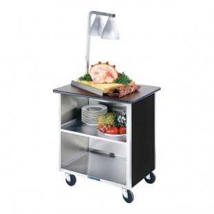 Lakeside 646B-05 Heavy-Duty Stainless Steel Three Shelf Flat Top Utility Cart with Enclosed Base and Black Finish - 22