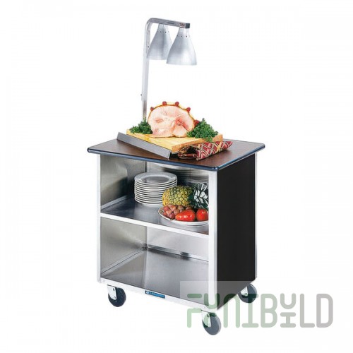 Lakeside 646B-05 Heavy-Duty Stainless Steel Three Shelf Flat Top Utility Cart with Enclosed Base and Black Finish - 22