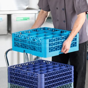 Carlisle RG16-214 OptiClean 16 Compartment Glass Rack with 2 Extenders Carlisle RG16-214 OptiClean 16 Compartment Glass Rack with 2 Extenders