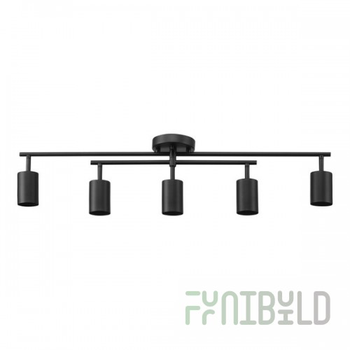 Globe 5-Light Modern Industrial Matte Black Track Light with Center Swivel Bar - 120V, 50W